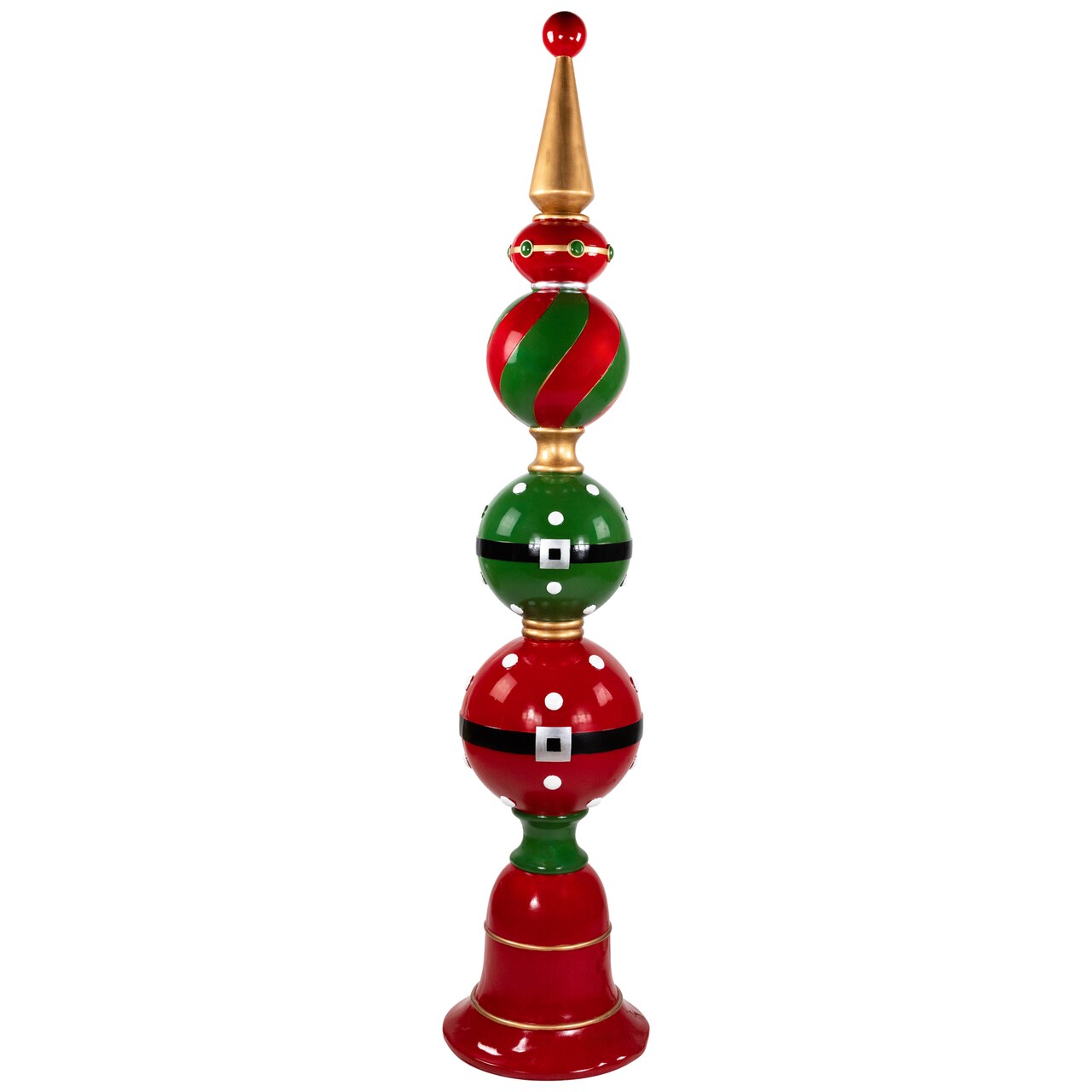 Northlight Ball Finial with Bell Base Commercial Size Christmas Decoration - 65" - Red and Green